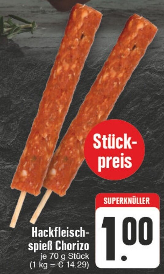 Hackfleischspieß Chorizo 70 g Angebot bei Edeka Wegner