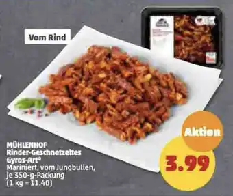 PENNY MÜHLENHOF Rinder-Geschnetzeltes Gyros-Art Mariniert, vom Jungbullen 350g Angebot