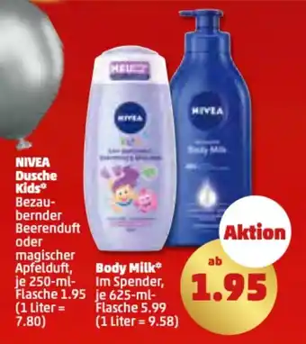 PENNY NIVEA Dusche Kids 250ml o. Body Milk 625ml Angebot