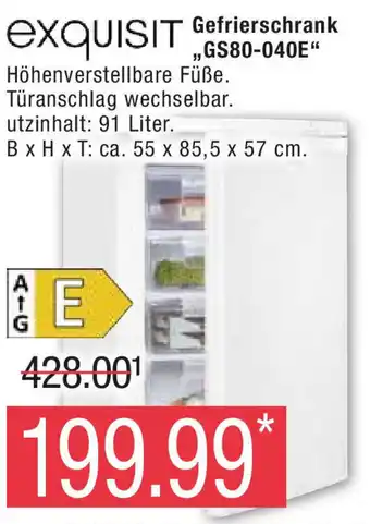 Marktkauf Exquisit Gefrierschrank ,,GS80-040E" Angebot