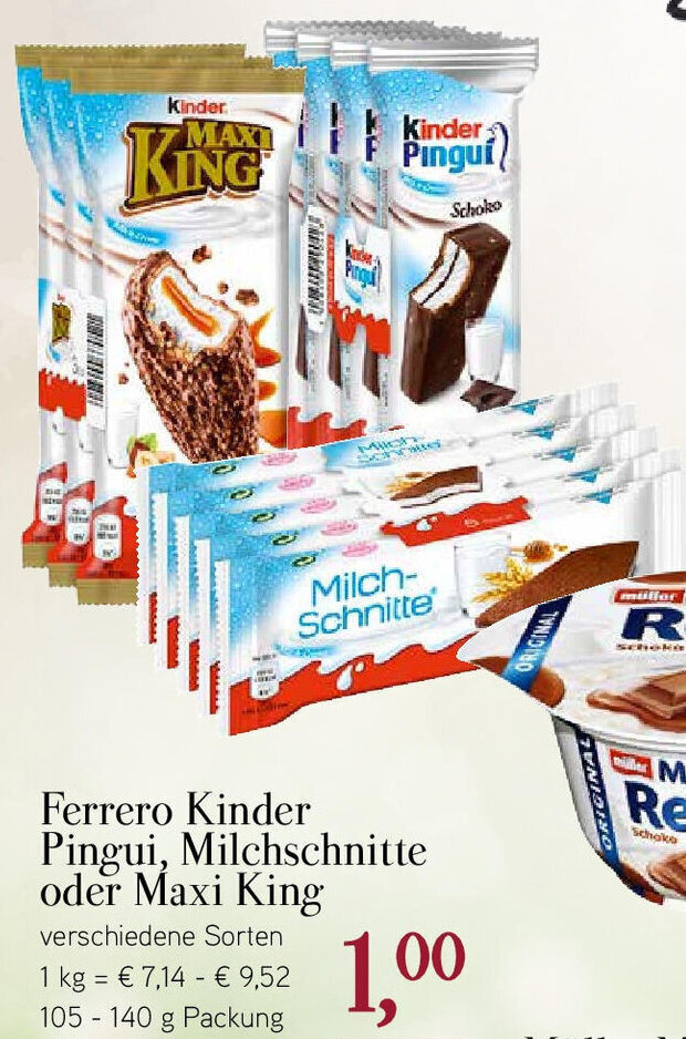 Ferrero Kinder Pingui, Milchschnitte oder Maxi King 105-140 g Angebot ...