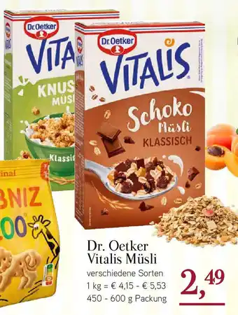 Dornseifer Dr. Oetker Vitalis Müsli 450-600 g Packung Angebot