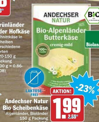 AEZ Andechser Natur Bio Scheibenkäse 150g Angebot