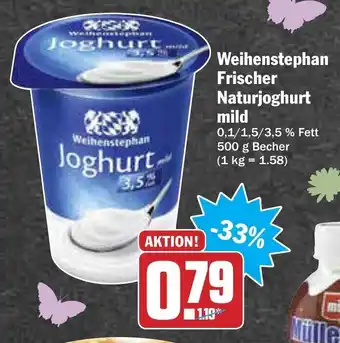 AEZ Weihenstephan Frischer Naturjoghurt mild 500g Becher Angebot