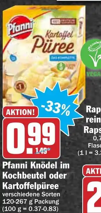 AEZ Pfanni Knödel im Kochbeutel oder Kartoffelpüree 120-267g Angebot