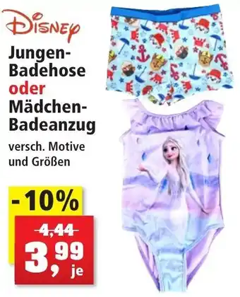 Thomas Philipps Disney Jungen-Badehose oder Mädchen-Badeanzug Angebot