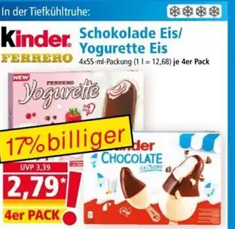 Norma Ferrero Kinder Schokolade Eis/Yogurette Eis FERRERO 4x55-ml Angebot