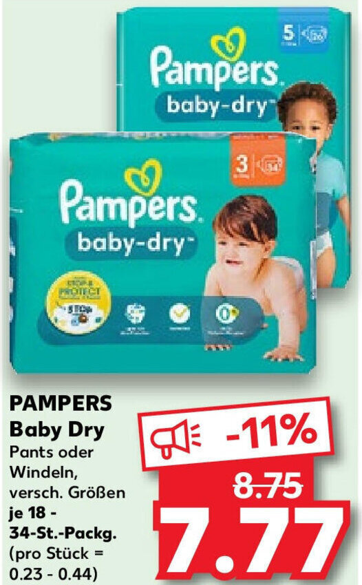 PAMPERS Baby Dry 1834 St. Packg. Angebot bei Kaufland