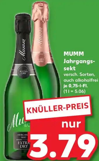 Kaufland MUMM Jahrgangs-sekt 0,75 L-Fl. Angebot