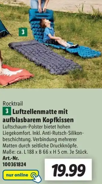 Lidl Rocktrail Luftzellenmatte mit aufblasbarem Kopfkissen Angebot