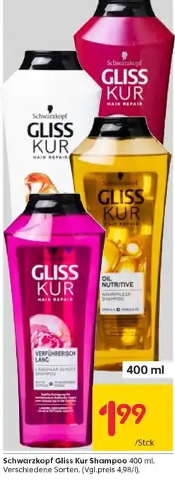 Rusta Schwarzkopf Gliss Kur Shampoo 400 ml Angebot