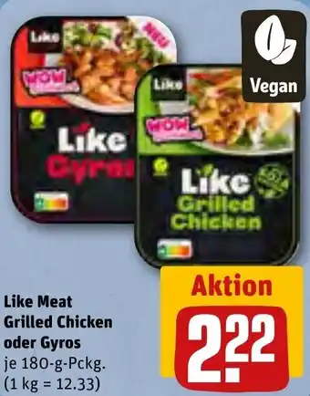 REWE Like Meat Grilled Chicken oder Gyros 180-g-Pckg. Angebot