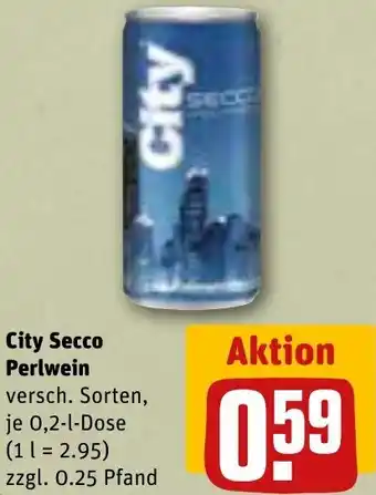 REWE City Secco Perlwein 0,2 L Dose Angebot