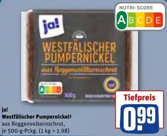 REWE ja! Westfälischer Pumpernickel 500 g Angebot