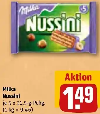 REWE Milka Nussini 5 x 31,5 g Pckg. Angebot