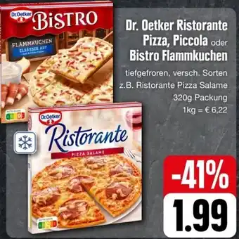 Edeka Dr.Oetker Ristorante, Pizza, Piccola oder Bistro Flammkuchen 320g Packung Angebot