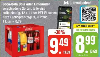 Edeka Coca-Cola Cola oder Limonaden 12 x 1 Liter Angebot