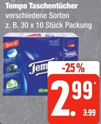 Edeka Tempo Taschentücher 30 x 10 Stück Packung Angebot