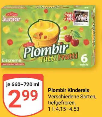 Globus Plombir Kindereis 660-720ml Angebot