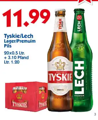 Hol'ab Getränkemarkt Tyskie/Lech Lager/Premuim Pils 20*500ml Angebot