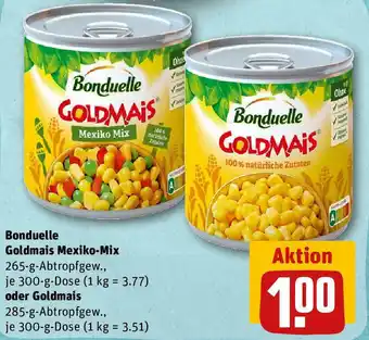 REWE Bonduelle Goldmais Mexiko-Mix 300 g oder Goldmais 300 g Dose Angebot