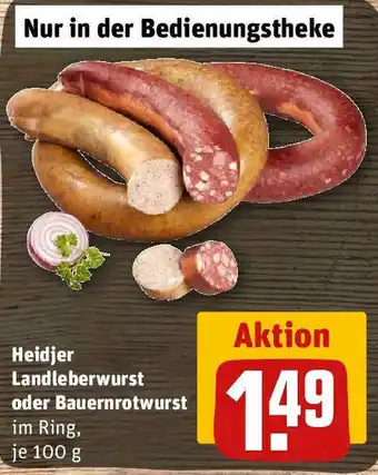 REWE Heidjer Landleberwurst oder Bauernrotwurst 100 g Angebot