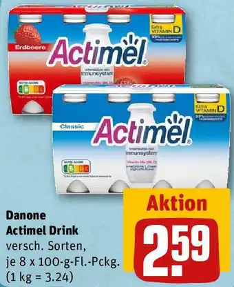 REWE Danone Actimel Drink 8x100 g Angebot