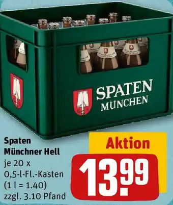 REWE Spaten Münchner Hell 20x0,5 L-Fl. Kasten Angebot