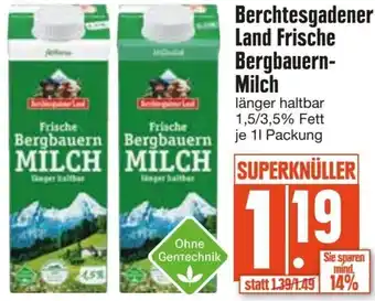 Edeka Berchtesgadener Land Frische Bergbauern-Milch 1L Packung Angebot