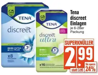 Edeka Tena discreet Einlagen 6-28er Packung Angebot