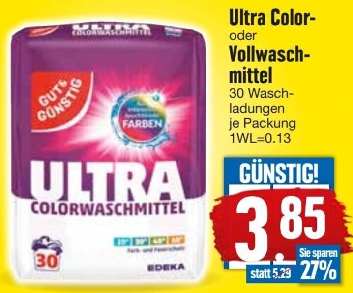 GUT & GUNSTIG Ultra Color oder Vollwaschmittel Angebot bei Edeka