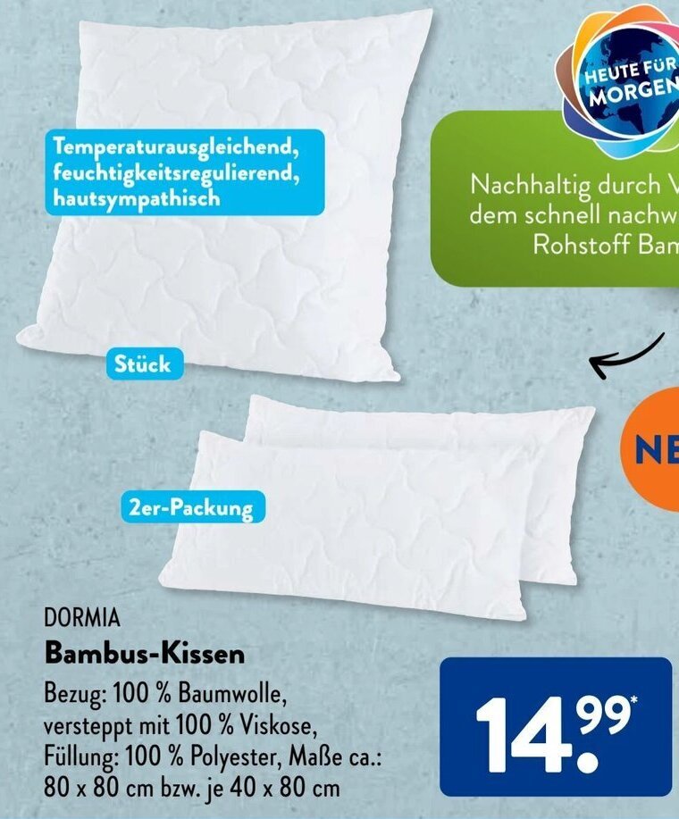 DORMIA Bambus-Kissen Angebot bei Aldi Sd