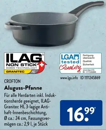 Aldi Süd CROFTON Aluguss-Pfanne Angebot