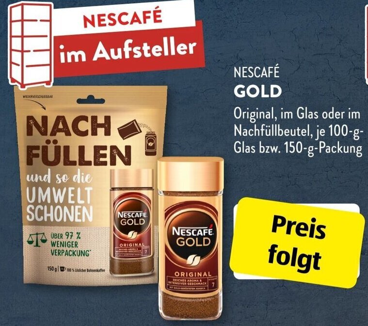 NESCAFÉ GOLD 100150 g Packung Angebot bei Aldi Süd