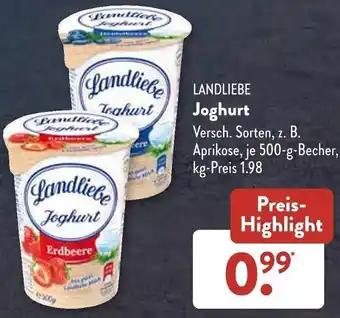 Aldi Süd Landliebe Joghurt 500 g Becher Angebot