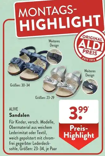 Aldi Süd ALIVE Sandalen Angebot