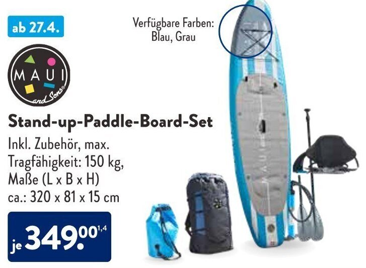 Maui and Sons StandupPaddleBoardSet Angebot bei Aldi Süd