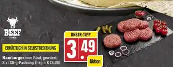 Edeka BEEF Hamburger 2 x 125-g-Packung Angebot