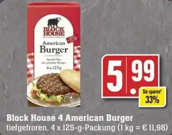 Edeka Block House 4 American Burger 4 x 125-g-Packung Angebot