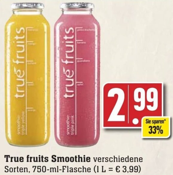 True fruits Smoothie 750mlFlasche Angebot bei Edeka