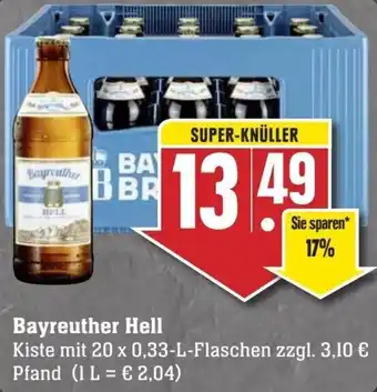 Edeka Bayreuther Hell 20x0,33 L Angebot