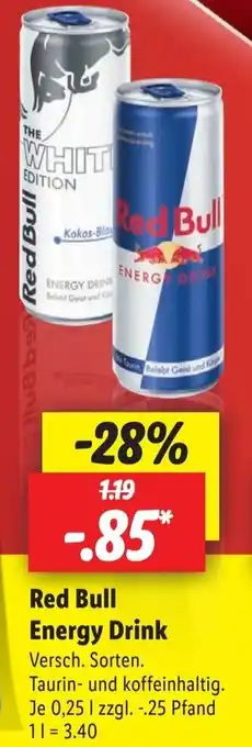 Lidl Red Bull Energy Drink 0,25 L Angebot