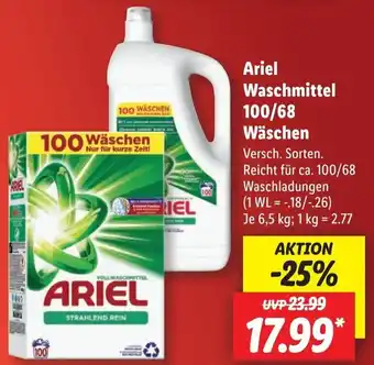 Lidl Ariel Waschmittel 100/68 Wäschen Angebot