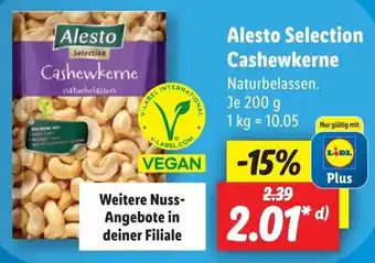 Lidl Alesto Selection Cashewkerne 200 g Angebot