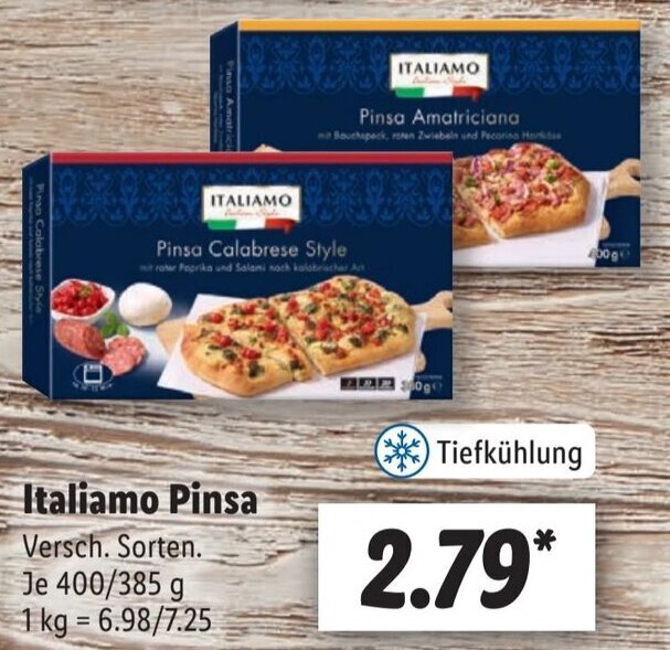 Italiamo Pinsa 400/385 g Angebot bei Lidl
