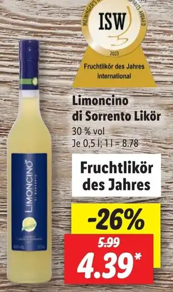 Lidl Limoncino di Sorrento Likör 0,5 L Angebot