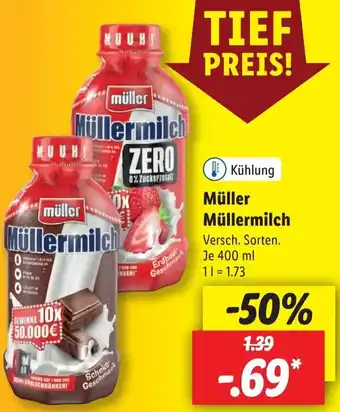 Lidl Müller Müllermilch 400 ml Angebot