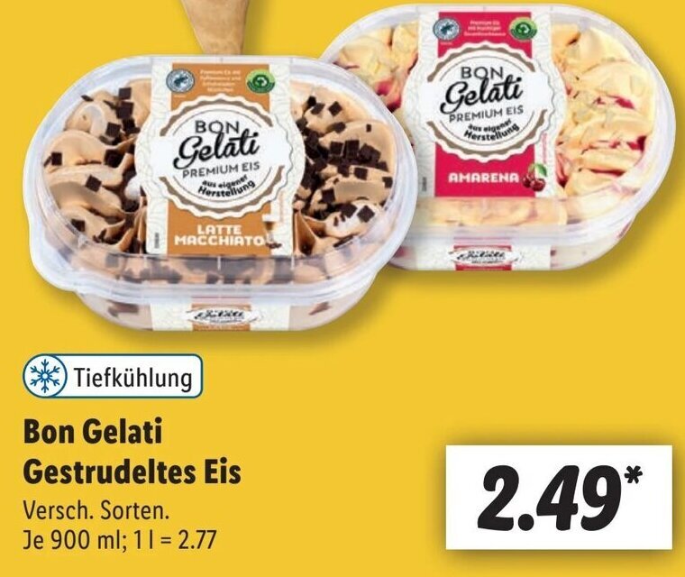 Bon Gelati Gestrudeltes Eis 900 ml Angebot bei Lidl Bon Gelati Gestrudeltes Eis 900 ml Angebot bei Lidl