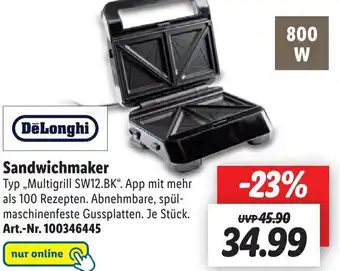 Lidl DeLonghi Sandwichmaker ,,Multigrill SW12.BK" Angebot