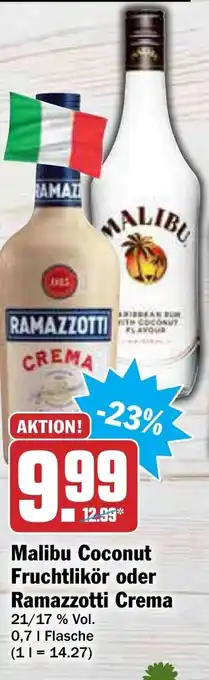 AEZ Malibu Coconut Fruchtlikör oder Ramazzotti Crema 0,7L Angebot